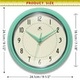 thumbnail image 5 of Infinity Instruments Retro Round Mint Green Wall Clock, 9.5", 5 of 7