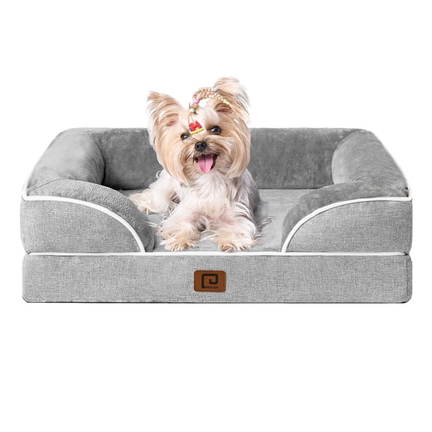 Cama ortopédica para perros EHEYCIGA, impermeable, viscoelástica, gris