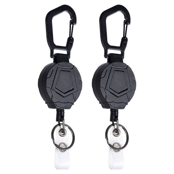 2 Pack Retractable Keychain Heavy Duty Carabiner Badge Holder, Tactical ID Badge Reel with 32” Steel Retractable Cord, 8.0 OZ