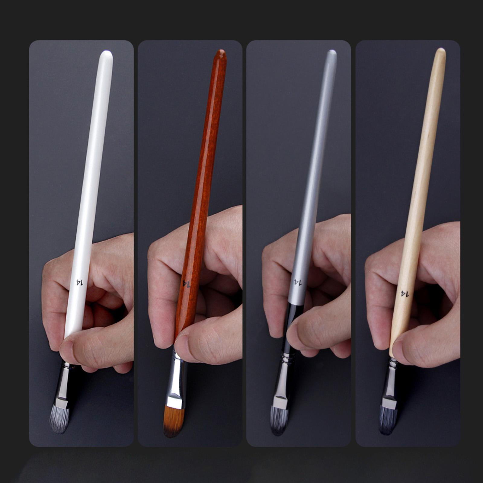 25Pcs Paint Brush Set Painting Brushes Professional Easy Cleaning Wood Handle Smooth Drawing Nylon Hair Paintbrushes with Storage Bag Gray