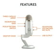 thumbnail image 4 of Blue Yeti USB Microphone for Recording, Streaming, Gaming, Podcasting on PC and Mac, Condenser Mic for Laptop or Computer with Blue VO!CE Effects, Adjustable Stand, Plug and Play - Silver, 4 of 9