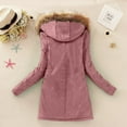 thumbnail image 3 of Lisingtool Winter Coats for Women's Warm Thickened Overcoat Warm Trendy Winter Fleece Fashion Lined Hooded Snow Coat Jacket Outwear Womens Coats Dark Pink, 3 of 7