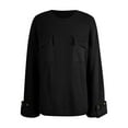thumbnail image 7 of PMVFHDE Womens Sweaters&nbsp;Solid Color Loose Plus Size Relaxed Knit Pocket Long Sleeve Round Neck Comfort Black，L, 7 of 7