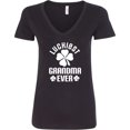 thumbnail image 3 of Inktastic Grandma Luckiest Ever Irish St Patricks Women's V-Neck T-Shirt, 3 of 5