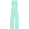 thumbnail image 2 of LiiYii Girls Solid Color Chiffon Jumpsuit with Detachable Flower Embellishment for Party Summer Mint Green 10, 2 of 5