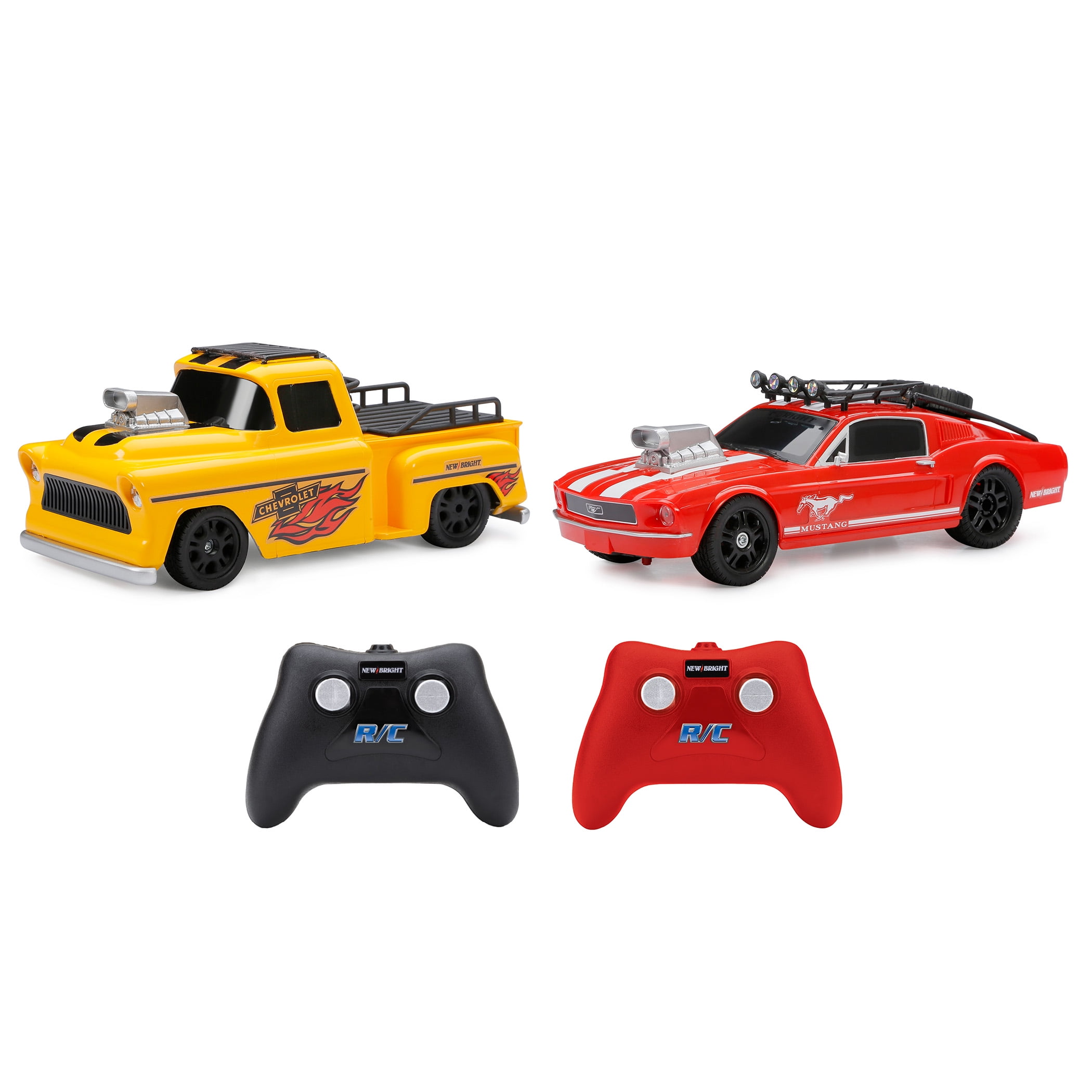 New Bright (1:16) Remote Control Road Rally Battery Truck/Car Chevy Vs Mustang Race Set 1626UTP Child