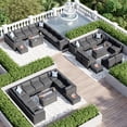 thumbnail image 5 of Aoxun 12 Piece Patio Furniture Set with 44” Fire Pit Table Wicker Rattan Patio Sectional Sofa Set Outdoor Seating Furniture with Thickened Cushion, Black, 5 of 7