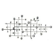 DecMode Glam Metal Silver Geometric Wall Décor with Round Glass Beads, 20"W x 42"H