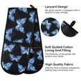 thumbnail image 4 of Dailycode Double Sided Oven Mitt with Loop Heat Resistant Kitchen Long Potholders 7" x 35" Blue White Butterflies, 4 of 6