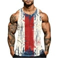 thumbnail image 2 of HaoXianJian Men's Casual USA Flag Tank Tops 4th July Independence Day USA Flag Sleeveless Casual Running T-Shirt Gym Workout Patriotics Tees Going Out Tops Plus Size S-4X, 2 of 5