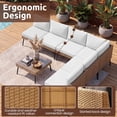 thumbnail image 3 of Dateyes 7‑Piece Wicker Patio Furniture Set, Modular Sectional Sofa, Outdoor Conversation Set with Beige Weather‑Resistant Cushions for Backyard Garden, 3 of 9
