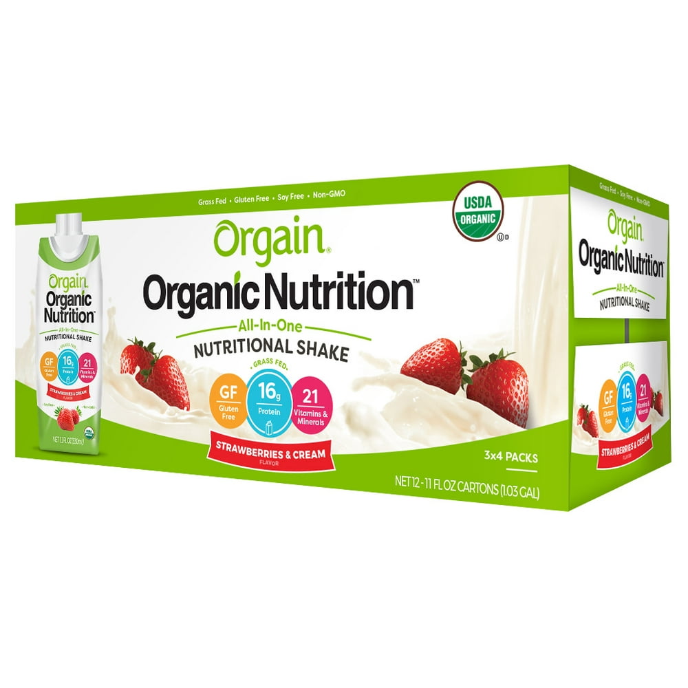 Orgain Organic Nutrition Shake, Strawberries & Cream, 11 Ounce, 12