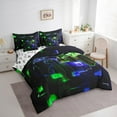 thumbnail image 3 of Manfei Video Gamepads 7-Piece Twin Bedding Sets for Teens Female Men,Futuristic Cubes Bedding Comforter Set,Gradient Ombre Gamepads Breathable Sheet Sets,Super Cozy Room Decor,Reversible, 3 of 8