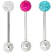 Body Magic 316L Steel and Surgical Grade Material 3-Piece Sandblast Top with Steel Bead Bottom Ball Barbell Set