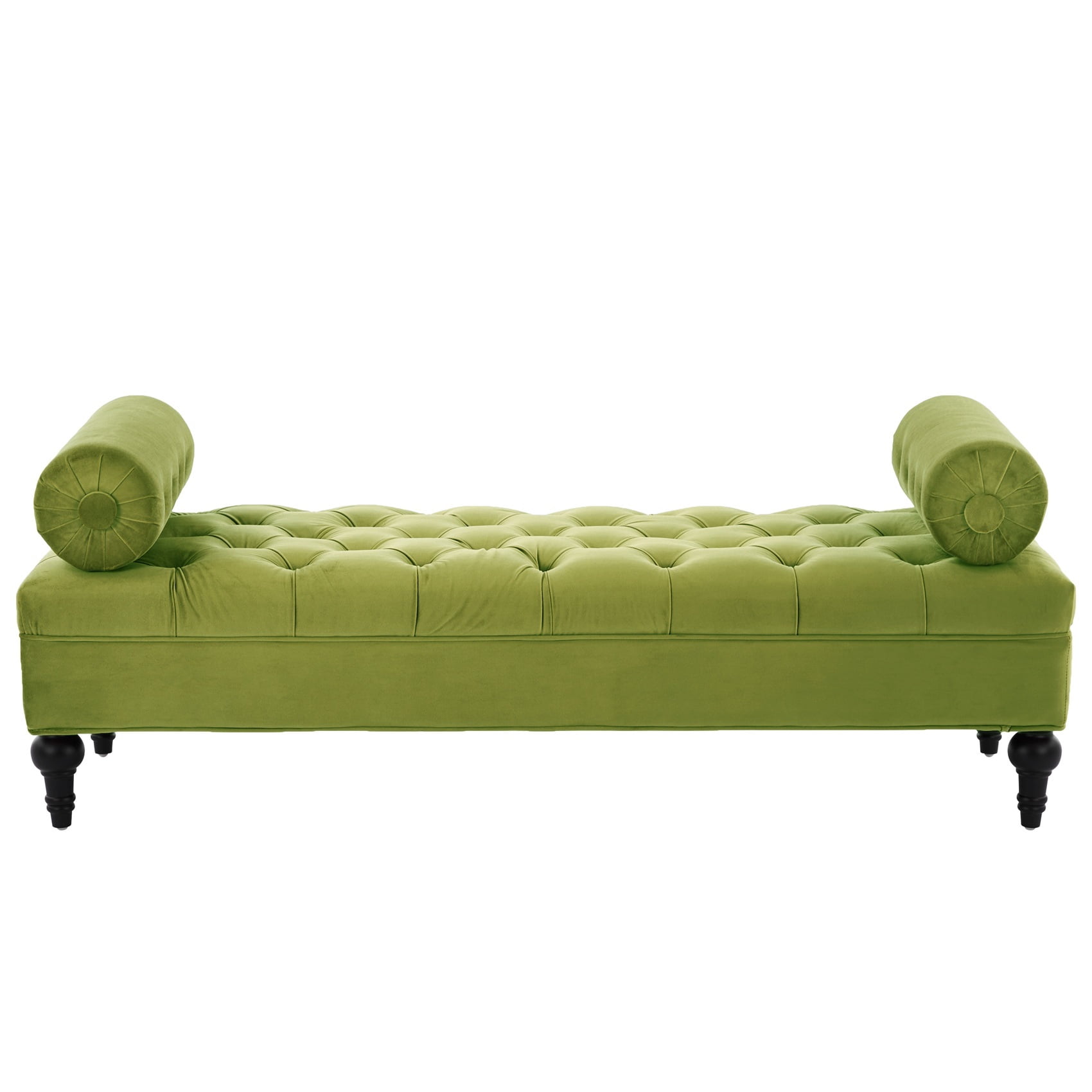 Alvantor Velvet Upholstered Bench with Detachable Pillows for Bedroom, Living Room, Entryway - Green