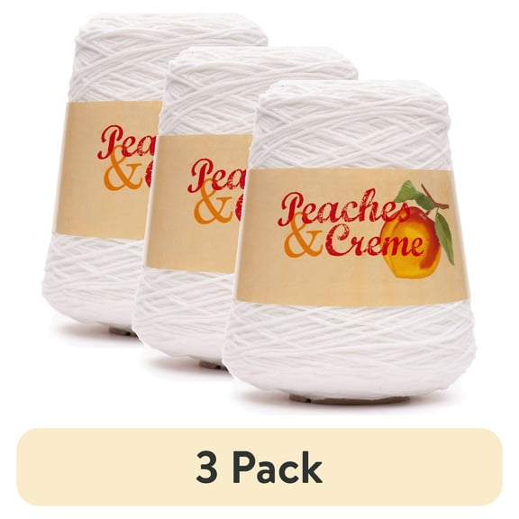 (3 pack) Peaches & Creme Cone 4 Medium Cotton Yarn, White 14oz/400g, 674 Yards