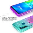 thumbnail image 5 of Phone Cover Compatible for Moto G8 Power Lite Case Liquid Floating Quicksand with Diamond Ring Stand for Magnetic Car Mount and Lanyard - Purple on Teal, 5 of 5
