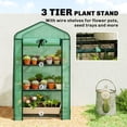 thumbnail image 6 of Outsunny Mini Greenhouse with Mesh Roof, 3-Tier Portable Plant Shelves, UV Resistant PE Cover & Steel Frame, 27.6" x 19.7" x 50" Small Outdoor Garden Greenhouse, Green, 6 of 8