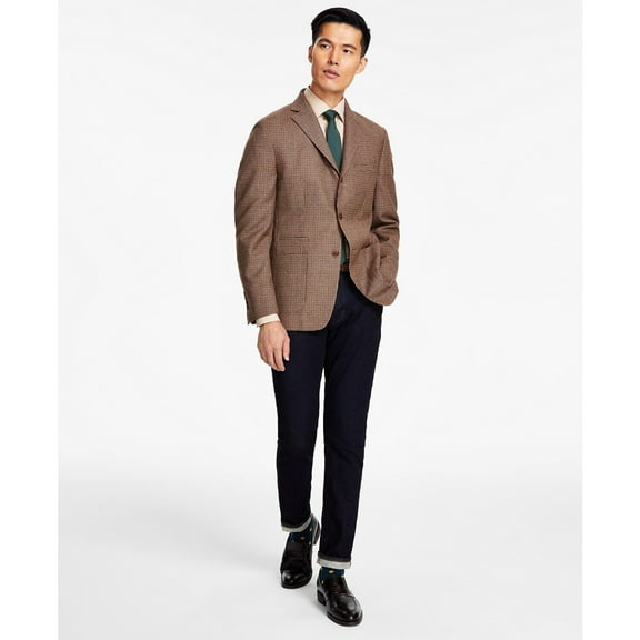 Tallia Men's Slim-Fit Wool-Blend Printed Sport Coat Charcoal/tan 48L B4HP $295