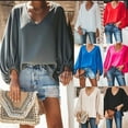 thumbnail image 4 of Askfv Womens Casual Shirts Pullover Tops Oversized V Neck Balloon Sleeve Loose Sweatshirts Blouses, 4 of 5