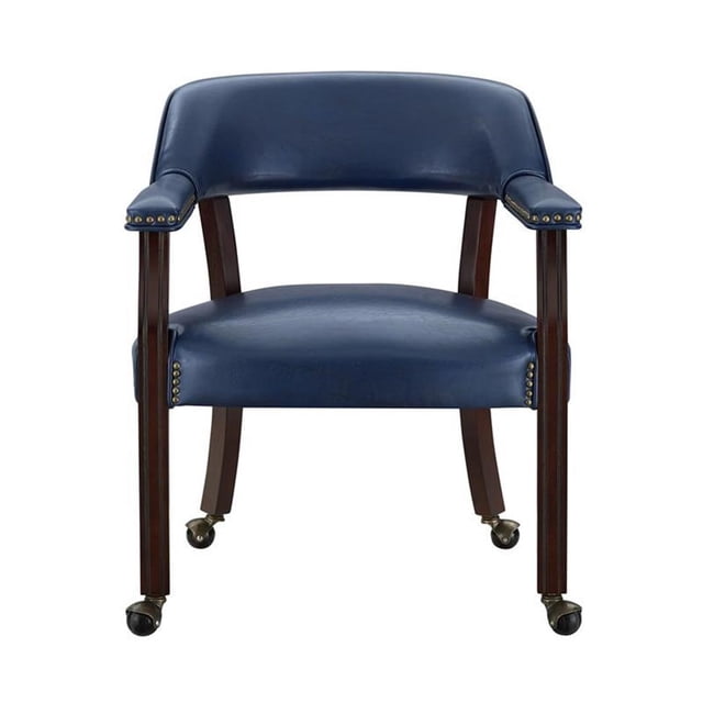 Steve Silver Fauteuil de Tournoi en Similicuir Bleu Marine avec Roulettes