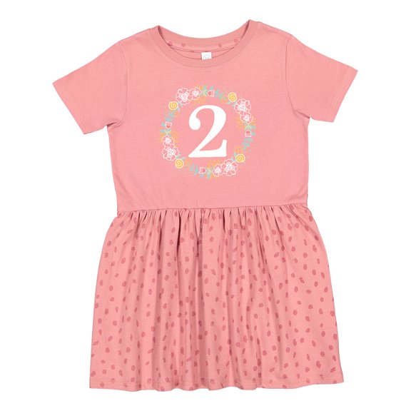 Inktastic 2nd Birthday Rose Wreath 2 Year Old Girl Girls Toddler Dress