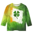 thumbnail image 4 of LckLvx Kids St Patricks Day Tops Cute Print 3/4 Sleeve Crewneck Shamrock Graphic Pullover Casual Blouse 3-12 Years, 4 of 5