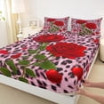 thumbnail image 3 of Homewish Boys Girls Animal Cheetah Print 4 Pieces Queen Sheet Sets,Floral Wildlife Leopard Ultra Soft Flat Sheet,Chic Floral Red Rose Queen Fitted Sheet,Microfiber Bedroom Decor, 3 of 7