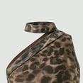 thumbnail image 6 of Girls Leopard Print Asymmetric Halter Dress, Kids Sleeveless Off Shoulder Ruched Waist Tiered Mini Skater Dress, Summer Fashion Party Casual Outfit(Brown,10-11 Years), 6 of 9