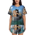 thumbnail image 1 of Fotbe Two Brave Cats Are Floating On The Sea Iceberg Conjunto de Pijama Estampado para Mujer, 2 Piezas, Ropa de Dormir con Camiseta de Manga Corta y Shorts Suaves-X-Large, 1 of 6