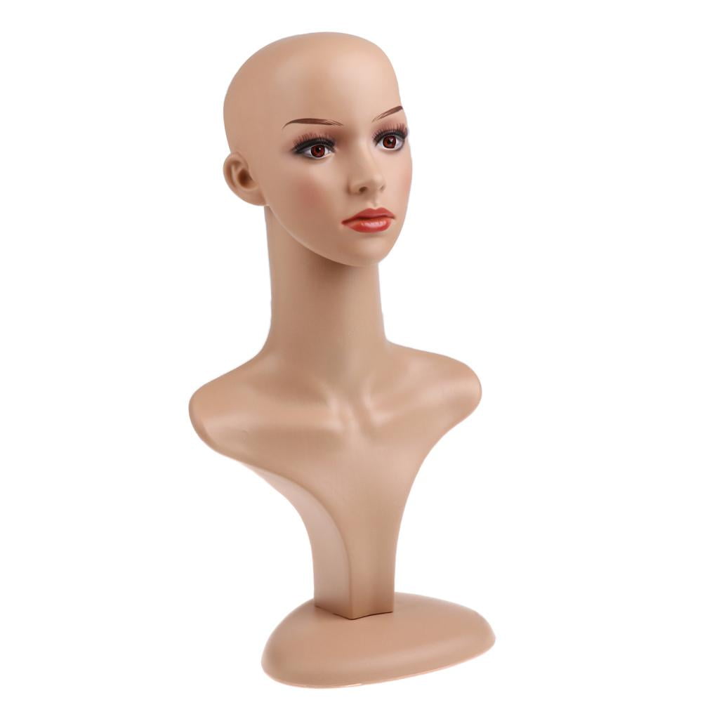 Dualoai 17.7" Plastic Wig Head - Tall Female Mannequin Head Wig Stand and Holder Model,