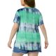 thumbnail image 3 of Blusas de mujer de tallas grandes Agnes Orinda, casuales, con cuello en V, de manga corta, con estampado de teñido anudado, tops de verano 1X verde, 3 of 6