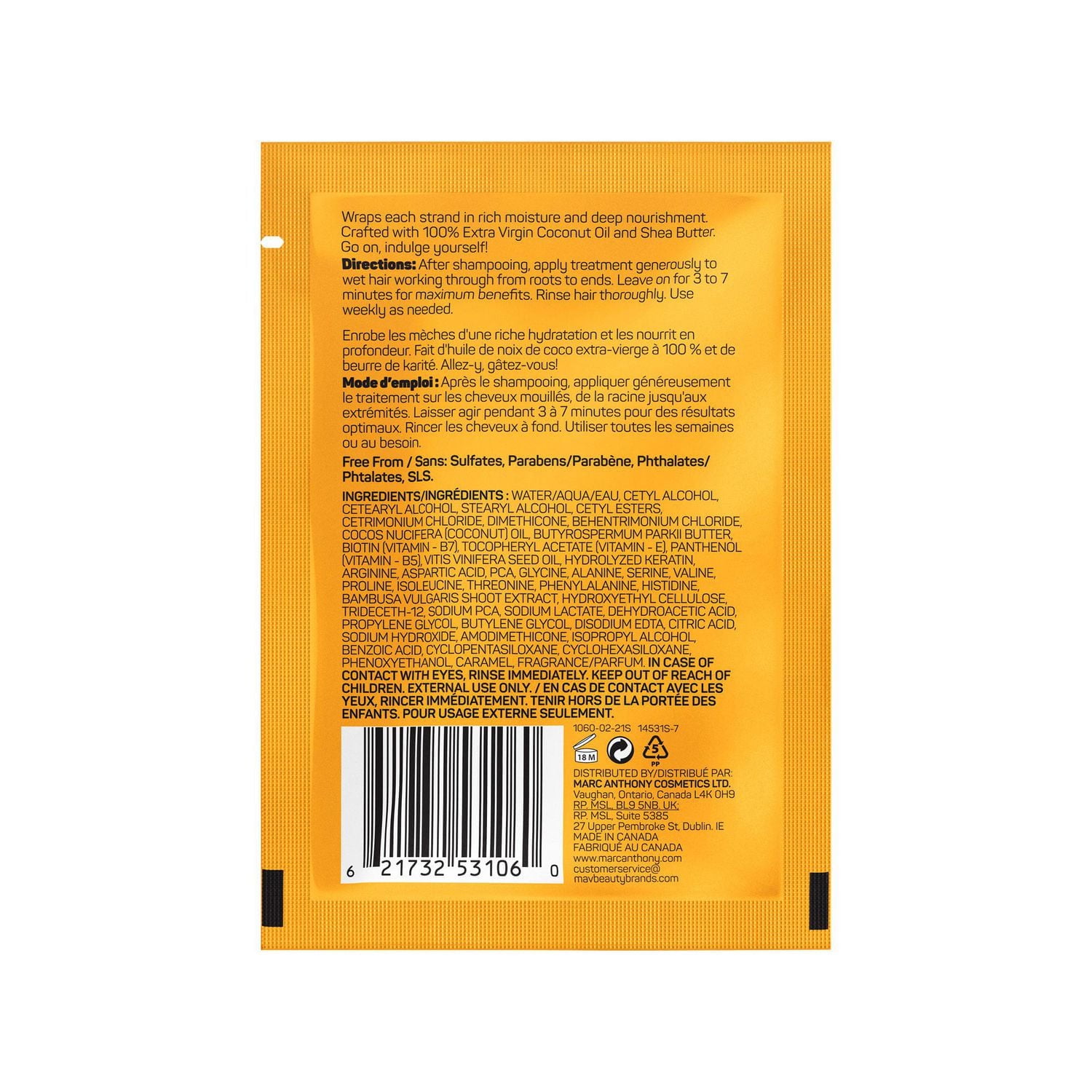 Marc Anthony Hydrating Coconut Oil & Shea Butter Deep Nourishing Conditioning Treatment, 50 mL