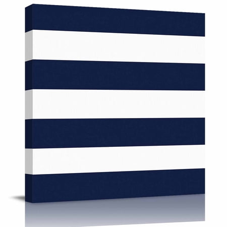 Framed Canvas Wall Art for Living Room Blue White Stripes Wall Decor, Simple Style Striped Aesthetic Paintings for Bedroom Office Kitchen Bathroom, Ready to Hang Artwork Wall Pictures 8x8 Inch