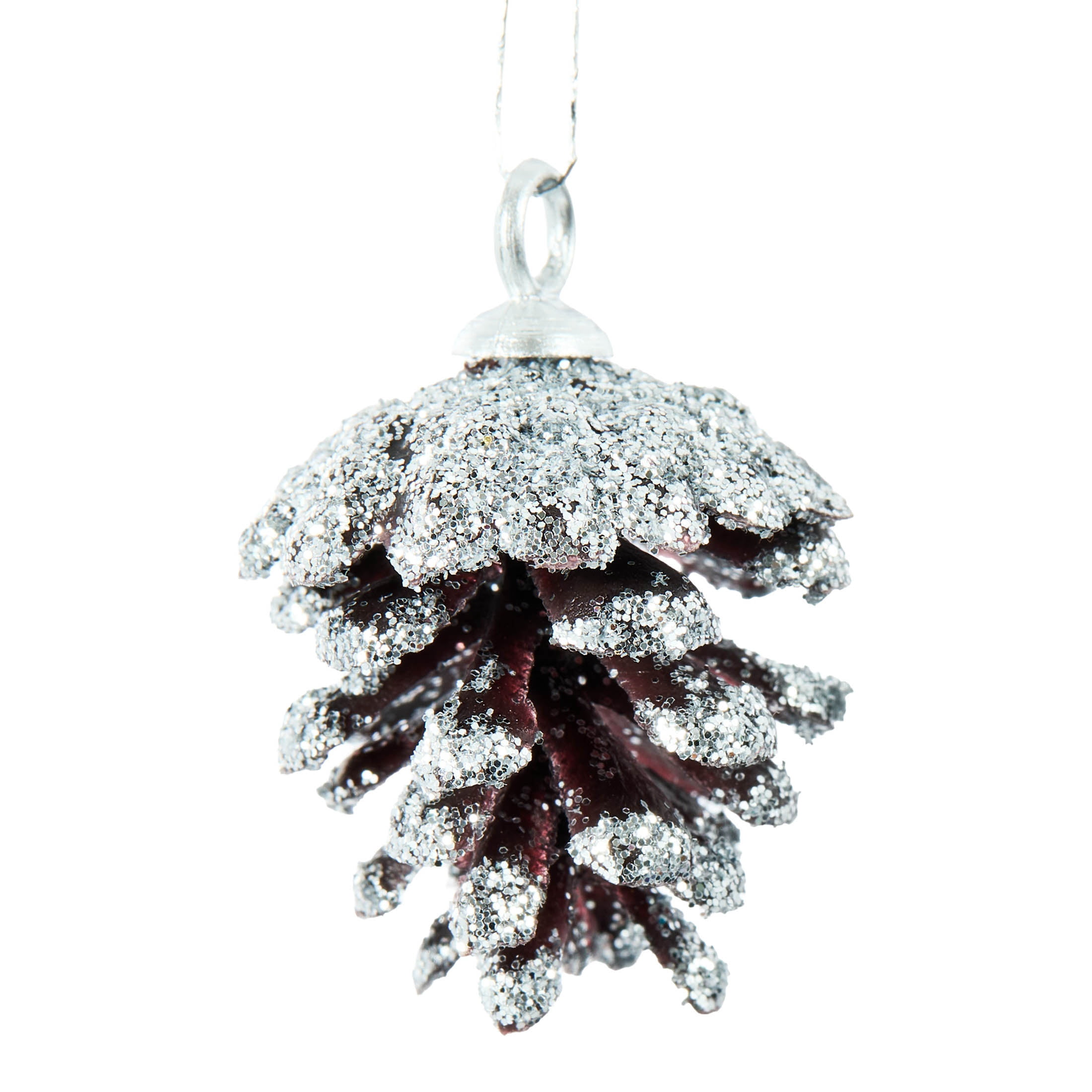 9-Count Silver Glitter Pinecone Mini Christmas Ornaments, 1", by Holiday Time