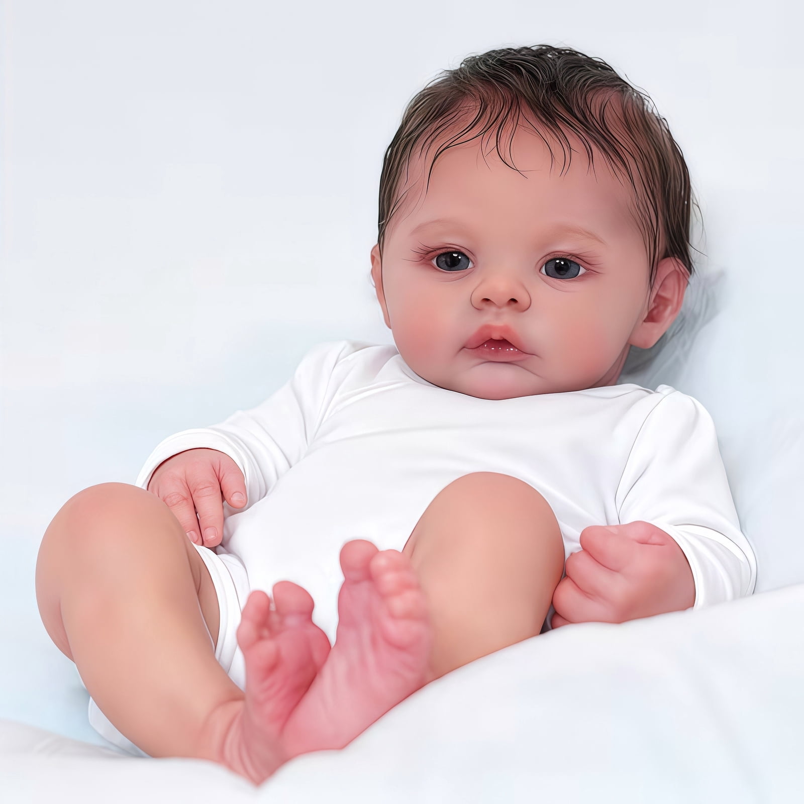 18 Inch Reborn Doll Girl, Full Vinyl Body Lifelike Baby Doll, Hand Rooted Hair Realistic Reborn Doll Toy for Kids Age 3+