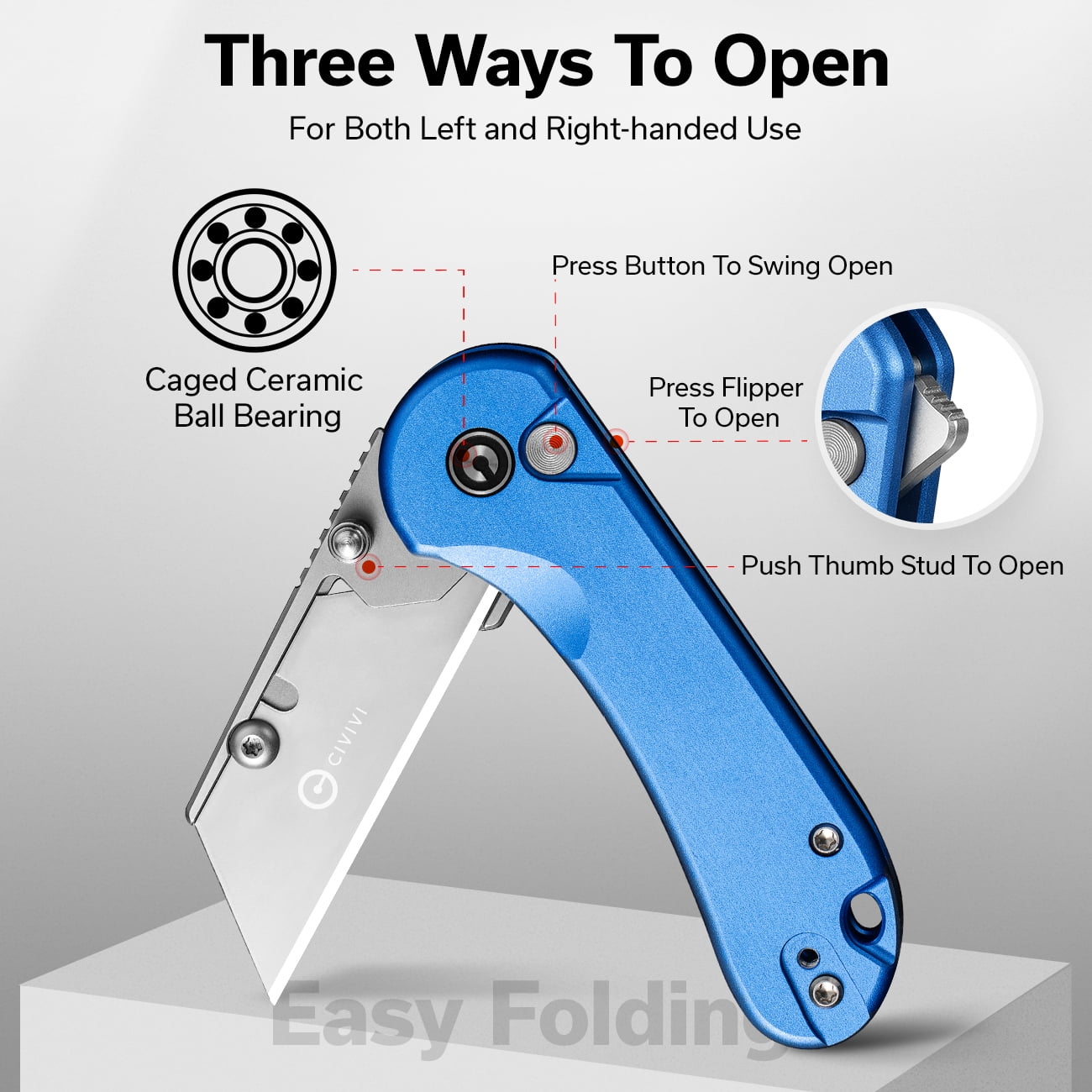 CIVIVI Elementum Utility Pocket Knife Box Cutter Set with 3Pcs Extra Razor Blades C23039B-2