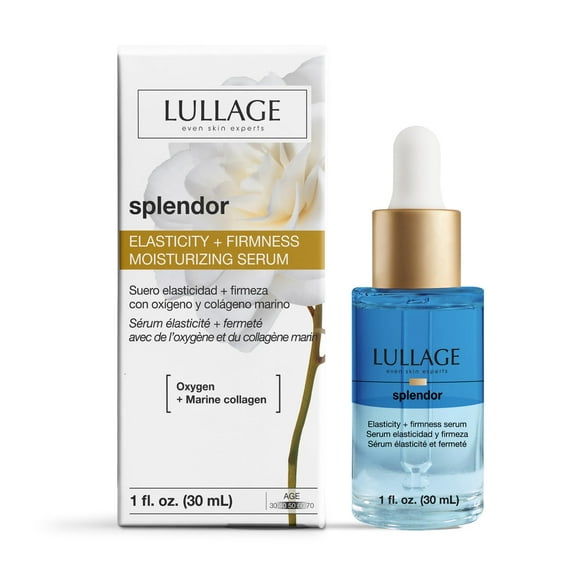 Lullage Splendor Sérum Élasticité et Fermeté avec Oxygène et Collagène Marin : Réduit l'Apparence des Rides Niveau optimal d'Hydratation Protège la Peau Jour et Nuit (1 fl. oz.)