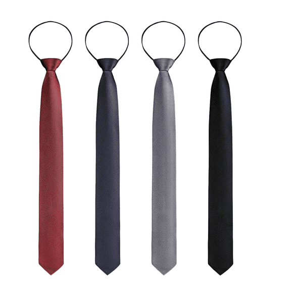WuPing 4 Pcs Zipper Ties for Men Adjustable Men's Neckties Zip on Tie for Zipper Skinny Necktie Clip on Slim Tie