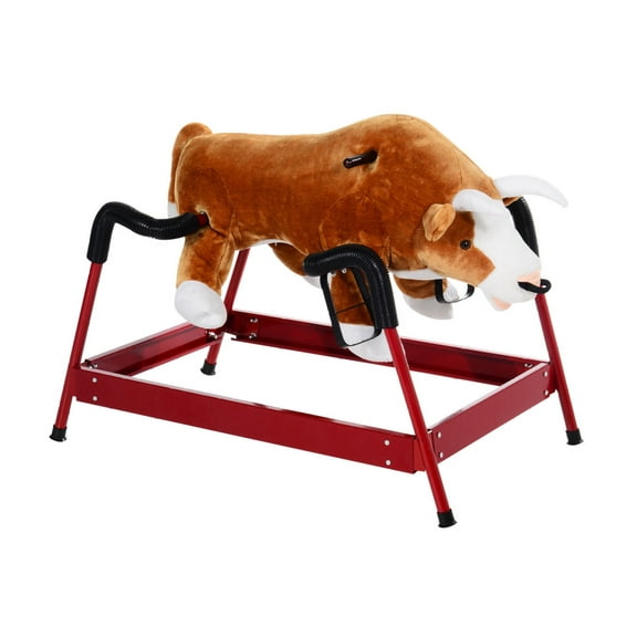 Qaba Kids Spring Rocking Horse Rodeo Bull Style with Realistic Sounds for Children over 3 Years Old