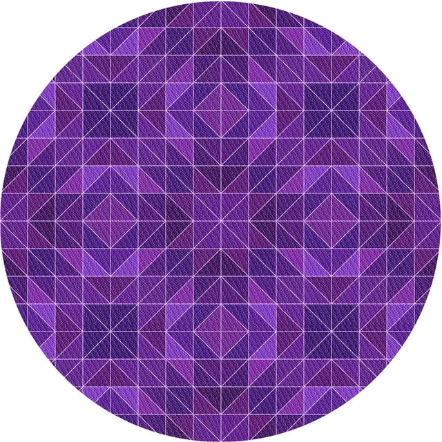 Ahgly Company Tapis Rond Lavable en Machine Intérieur Transitionnel Jasmin Violet, 5 Pieds Rond