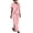 #0406-Pink, variant on Pounoo Cotton Sets for Women 2 Piece Asymmetric Wrap Neck Single Button Short Sleeve Tops Contrast Edge Wide Leg Pants Casual Daily Outfits Gift