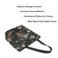 thumbnail image 3 of FORMRS Womens Canvas Tote Bag with Zipper Inner Pocket Shoulder Handbag, Black Flowers, 3 of 7