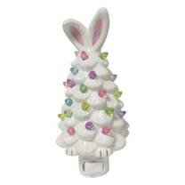 Nmdmisc 2025 Newly Lighted Easter Bunny Ceramic Tree Plug Light,6.3" Rabbit Figurines with Colorful Lamp Beads and Bunny Ear Top Spring Easter Holiday Decor Gifts (White)