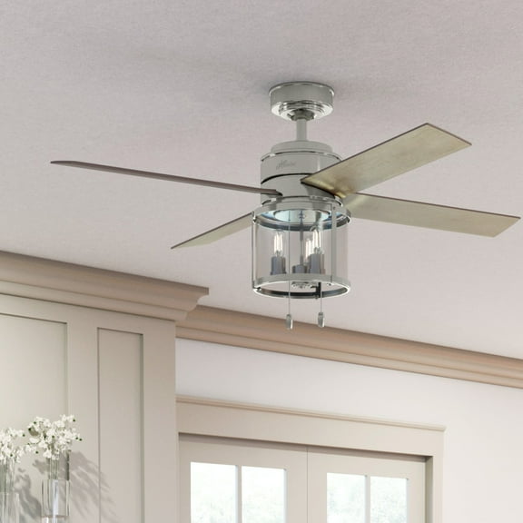 Hunter - Astwood Indoor Ceiling Fan With Light, 52-inch, Polished Nickel, Casual-style, 3-speed WhisperWind Motor, 50270, for Living Rooms, Bedrooms