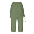 thumbnail image 6 of QATAINLAV Skirted Leggings for Women Tennis Golf Skorts Capris Solid Casual Side Drawstring Skirt with Tight Cropped Capri Pants Army Green S Gifts for Girls, 6 of 10