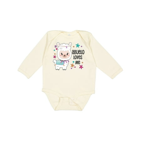 

Inktastic Abuelo Loves Me- Cute and Happy Llama Gift Baby Boy or Baby Girl Long Sleeve Bodysuit