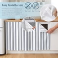 thumbnail image 5 of Blue Ticking Stripes Cabinet Curtains for Kitchen 28"W x 35"L, Neutral Country Vertical Lines White Farmhouse Sink Skirt Magic Tape Short Curtain Decorative Privacy Panel for Bathroom Laundry, 5 of 9