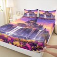 thumbnail image 5 of Homewish Dreamy Castle Queen Sheets for Girls, Rainbow Stars Floral Queen Sheet Sets, 4 Pieces, 1 Flat Sheet, 1 Fitted Sheet and 2 Pillowcases, 5 of 6