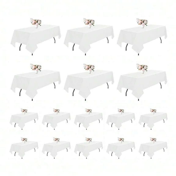 16 Pack White Tablecloth 60 X 102 Inch - Rectangle Table Cloth For 6 Feet Table Stain And Wrinkle Resistant Washable Polyester Table Cover For Dining Wedding Banquet Party Buffet Restaurant